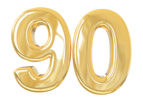 numéro 90 or 3d png