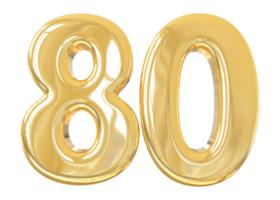 nummer 80 goud 3d png