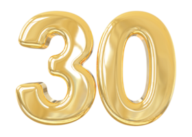 numero 30 oro 3d png