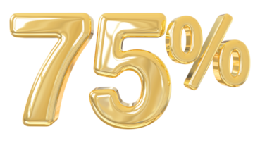 nombre 75 pour cent d'or 3d png