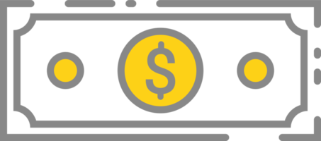 Icon with money in flat style png