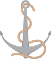 Ancla de barco con ilustración de vector de cuerda png
