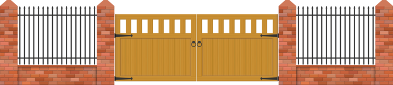 clôture en brique avec illustration vectorielle de porte en bois png