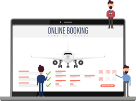 Book your flight online concept vector illustration png