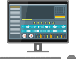 Interface of sound and video editor on screen