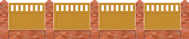 Brick and wood fence vector illustration isolated on white background png