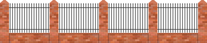 illustration vectorielle de brique et de clôture en acier isolée png