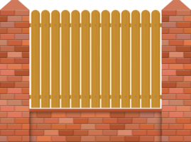 Brick fence vector illustration isolated on white background png