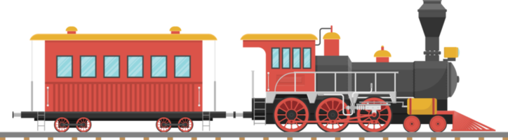 vintage stoomlocomotief en wagen vectorillustratie geïsoleerd png