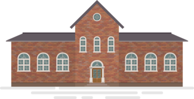 Highschool-Gebäude-Vektor-Illustration isoliert auf weißem Hintergrund png