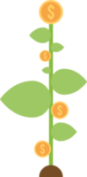 Growing plant with dollar coins vector illustration png