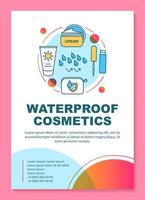 Waterproof makeup, skincare products brochure template layout. Flyer, booklet, leaflet print design with linear illustrations. Vector page layouts for magazines, annual reports, advertising posters