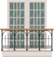 Balcón en la ilustración de vector de pared de ladrillo