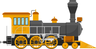 Vintage steam locomotive vector illustration isolated on white background png