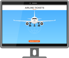 online flygbokning på skärmen vektorillustration png