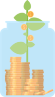 Money growing plant in the savings jar