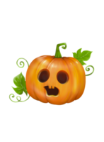 uma mão digital desenhar e pintar de abóbora de halloween de cor laranja, isolar a imagem. png