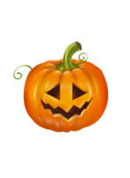 una mano digitale disegna e dipingi una simpatica zucca di halloween, isola l'immagine. png