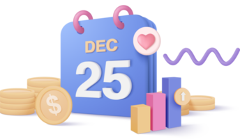 3d calendar marked date for successful new idea. Excellent business event date. under creative solution concept in 3D render on background. 3d goal for bank, finance, investment, money png