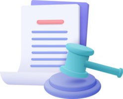 3D judge hammer minimal gavel concept of law on background. Professional lawyer, punishment, law advisor, advocate. Judge arbitrate courthouse 3d render icon png