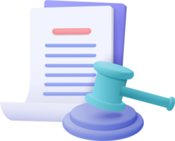 3D judge hammer minimal gavel concept of law on background. Professional lawyer, punishment, law advisor, advocate. Judge arbitrate courthouse 3d render icon png