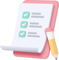 White Clipboard Task Management Todo-Checkliste, effiziente Arbeit am Projektplan, schneller Fortschritt, Level-up-Konzept, Aufgabe und Prüfung, Produktivitätslösungssymbol. 3D-Checkliste rendern png