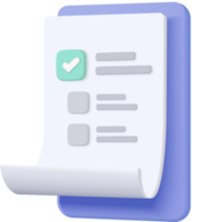 White clipboard task management todo check list, efficient work on project plan, fast progress, level up concept, assignment and exam, productivity solution icon. 3d clipboard render png