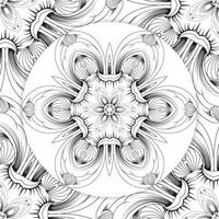 Beautiful monochrome Mandala illustration for adult coloring book page with abstract linear pattern vector