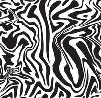 Liquid wavy black and white stripes abstract seamless pattern background. Monochrome marble psychedelic vector texture design