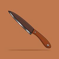 Illustration vector graphic of knife with wooden handle