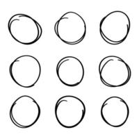 set of hand drawn circle marker vector