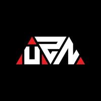 UZN triangle letter logo design with triangle shape. UZN triangle logo design monogram. UZN triangle vector logo template with red color. UZN triangular logo Simple, Elegant, and Luxurious Logo. UZN