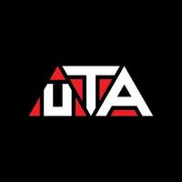 UTA triangle letter logo design with triangle shape. UTA triangle logo design monogram. UTA triangle vector logo template with red color. UTA triangular logo Simple, Elegant, and Luxurious Logo. UTA