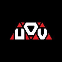 diseño de logotipo de letra triangular uov con forma de triángulo. monograma de diseño del logotipo del triángulo uov. plantilla de logotipo de vector de triángulo uov con color rojo. logotipo triangular uov logotipo simple, elegante y lujoso. uov