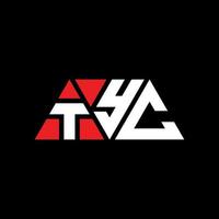 TYC triangle letter logo design with triangle shape. TYC triangle logo design monogram. TYC triangle vector logo template with red color. TYC triangular logo Simple, Elegant, and Luxurious Logo. TYC