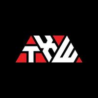 TXW triangle letter logo design with triangle shape. TXW triangle logo design monogram. TXW triangle vector logo template with red color. TXW triangular logo Simple, Elegant, and Luxurious Logo. TXW