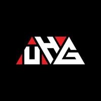 UHG triangle letter logo design with triangle shape. UHG triangle logo design monogram. UHG triangle vector logo template with red color. UHG triangular logo Simple, Elegant, and Luxurious Logo. UHG