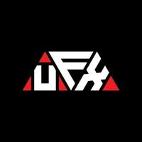 UFX triangle letter logo design with triangle shape. UFX triangle logo design monogram. UFX triangle vector logo template with red color. UFX triangular logo Simple, Elegant, and Luxurious Logo. UFX