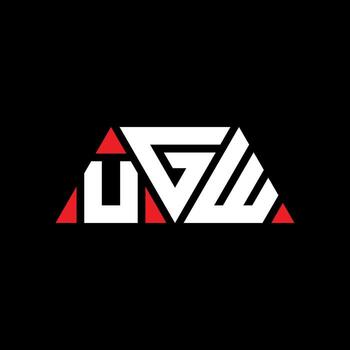UGW triangle letter logo design with triangle shape. UGW triangle logo design monogram. UGW triangle vector logo template with red color. UGW triangular logo Simple, Elegant, and Luxurious Logo. UGW