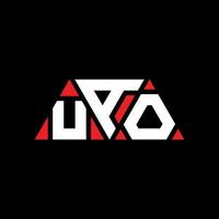 UAO triangle letter logo design with triangle shape. UAO triangle logo design monogram. UAO triangle vector logo template with red color. UAO triangular logo Simple, Elegant, and Luxurious Logo. UAO