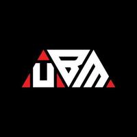 diseño de logotipo de letra triangular ubm con forma de triángulo. monograma de diseño del logotipo del triángulo ubm. plantilla de logotipo de vector de triángulo ubm con color rojo. logotipo triangular de ubm logotipo simple, elegante y lujoso. ubm