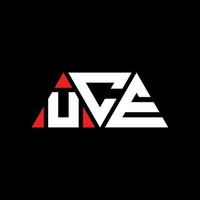 UCE triangle letter logo design with triangle shape. UCE triangle logo design monogram. UCE triangle vector logo template with red color. UCE triangular logo Simple, Elegant, and Luxurious Logo. UCE