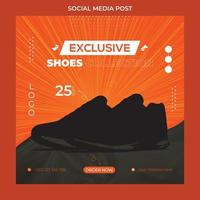 Plantilla de diseño de banner y publicación en redes sociales de productos de marca de zapatos de moda deportiva moderna. vector