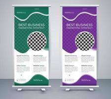 Corporate Business Roll up banner stand template design. Abstract organic banner design Vector illustration template set.