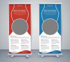 Corporate Business Roll up banner stand template design. Abstract organic banner design Vector illustration template set.