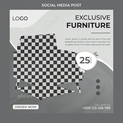 Modern furniture social media post and home decoration banner template.