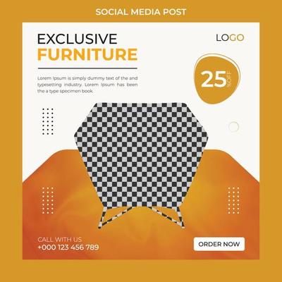 Modern furniture social media post and home decoration banner template.