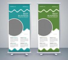 Corporate Business Roll up banner stand template design. Abstract organic banner design Vector illustration template set.