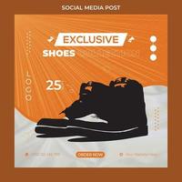 Plantilla de diseño de banner y publicación en redes sociales de productos de marca de zapatos de moda deportiva moderna. vector