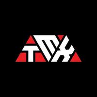 diseño de logotipo de letra triangular tmx con forma de triángulo. monograma de diseño de logotipo de triángulo tmx. plantilla de logotipo de vector de triángulo tmx con color rojo. logotipo triangular tmx logotipo simple, elegante y lujoso. tmx